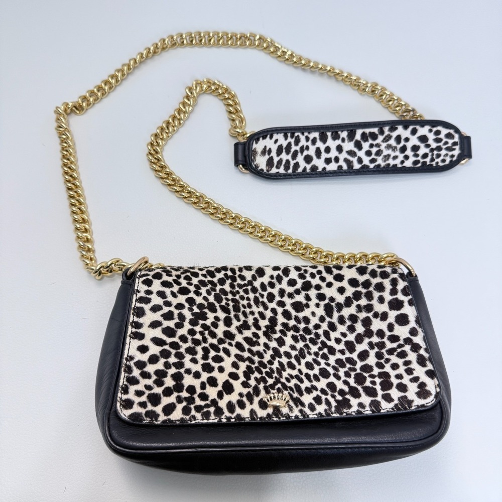 Juicy Couture‎ Cowhide Leather Crossbody Shoulder Bag Animal Print Gold Chain